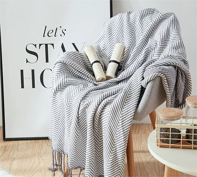 Acrylic Throw Blanket With Tassels